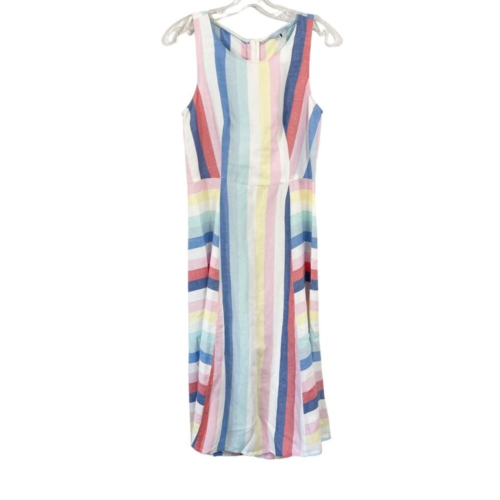 Joules Chrissie Striped Linen Midi Dress Sleeveless Multicolor - Size 6